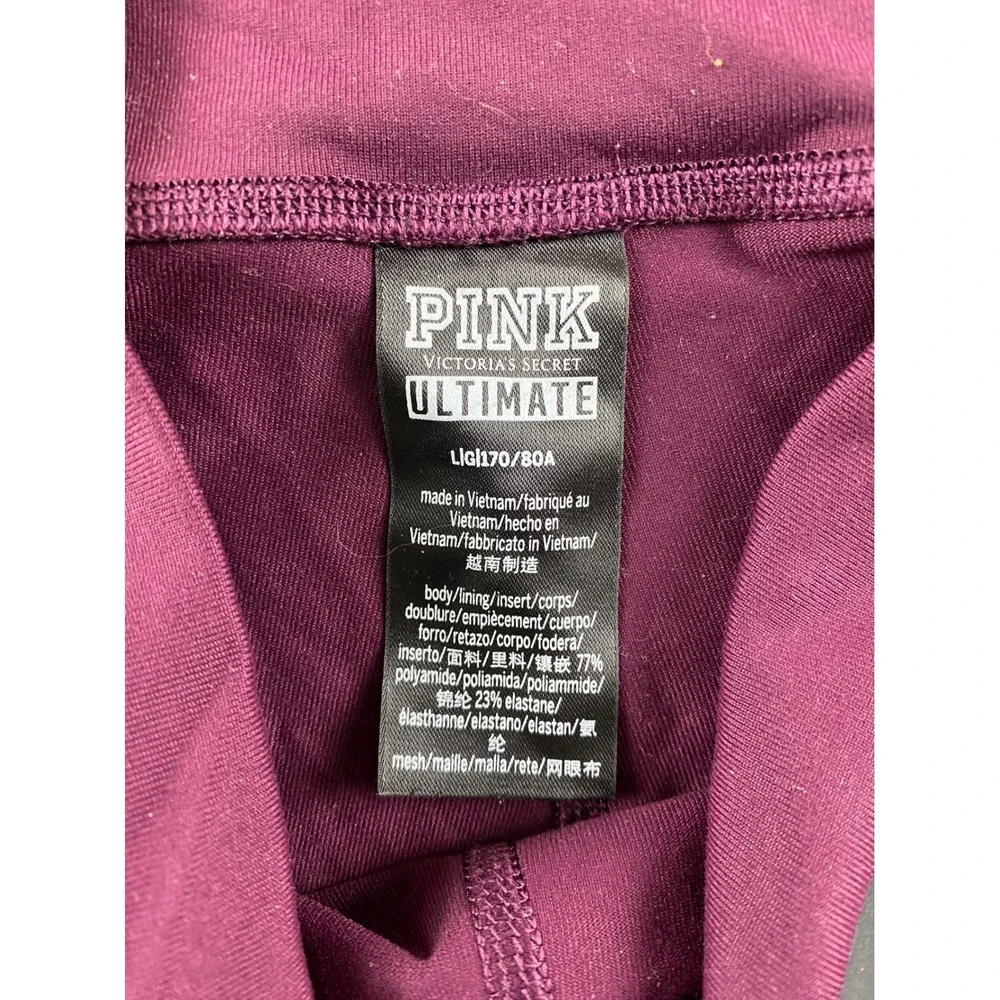 Pink Victoria's Secret Ultimate Leggings Burgundy Black Mesh Pockets Large L
